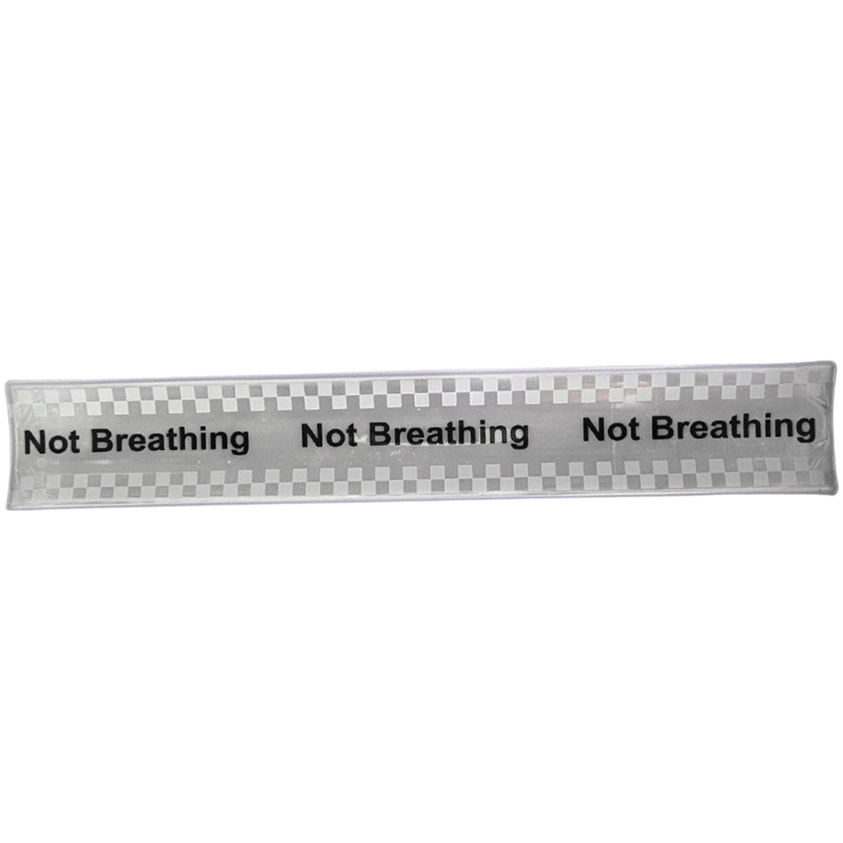 NHS Ten Second Triage slap band featuring 'Not Breathing' text for emergency medical triage.